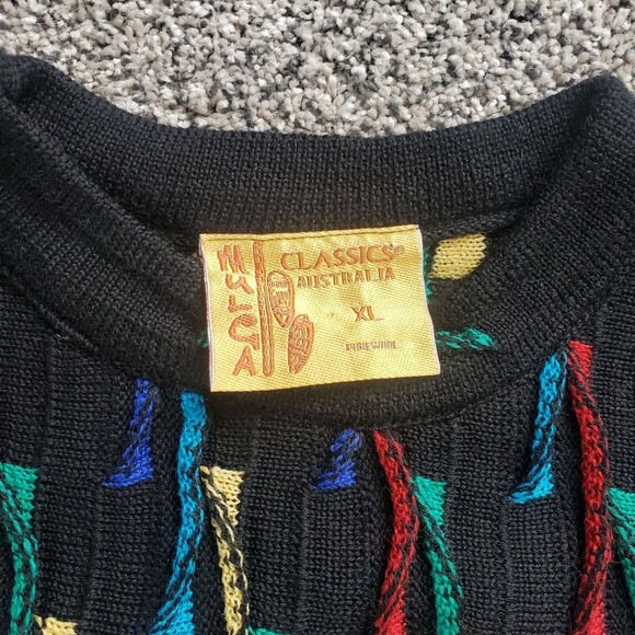Mulga Classics 100% Wool Australian Made XL Coogi Style Multicolor Sweater - Picture 6 of 13
